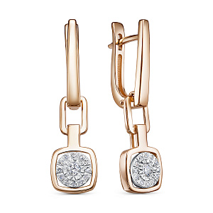 Серьги с английским замком из красного золота с бриллиантами