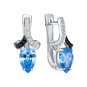 Серьги с английским замком из серебра с фианитом