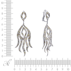 Серьги из золота с бриллиантами, сапфирами