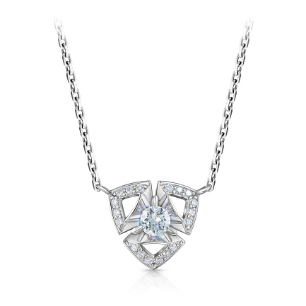 Колье из белого золота с бриллиантами, плетение якорное