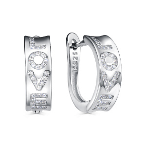 Серьги с английским замком из серебра с фианитами