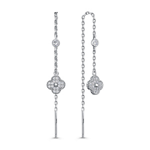 Серьги с английским замком из серебра с фианитом