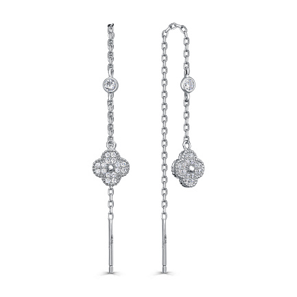 Серьги с английским замком из серебра с фианитом