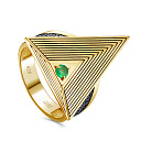 Кольцо из серебра с изумрудом, фианитами