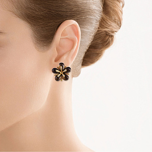 Серьги из желтого золота с раухтопазом