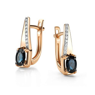 Серьги с английским замком из красного золота с бриллиантом