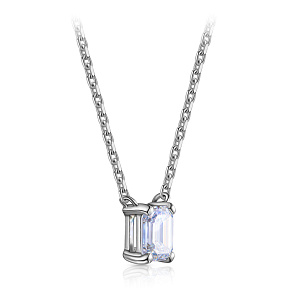 Колье из белого золота с бриллиантом, плетение якорное