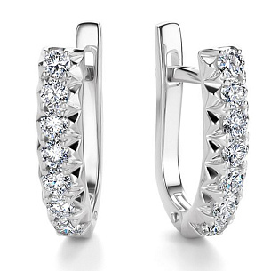 Серьги с английским замком из белого золота с бриллиантом