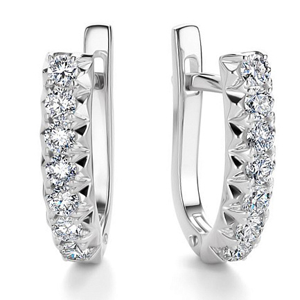 Серьги с английским замком из белого золота с бриллиантами