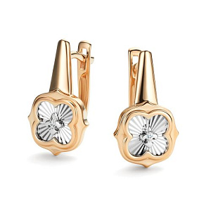 Серьги с английским замком из красного золота с бриллиантами