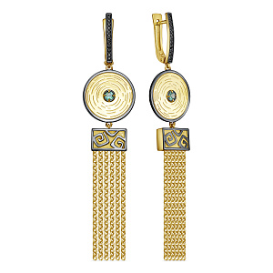 Серьги с английским замком из серебра с изумрудами