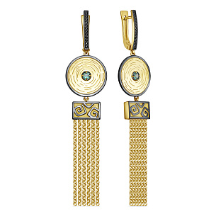 Серьги с английским замком из серебра с изумрудом