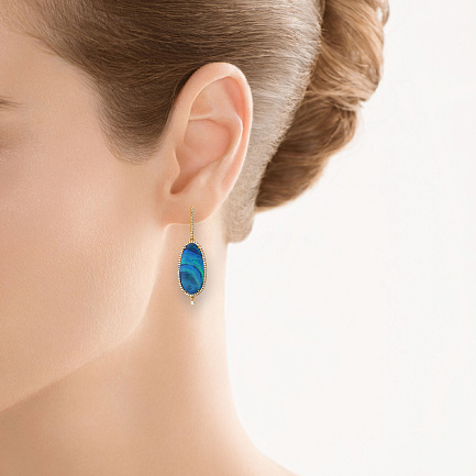 Серьги с английским замком из желтого золота с бриллиантами