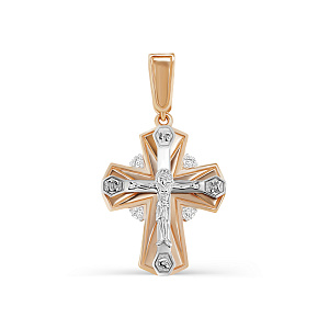 Крест из красного золота с бриллиантами