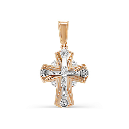 Крест из красного золота с бриллиантами