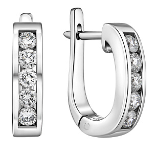 Серьги с английским замком из белого золота с бриллиантом