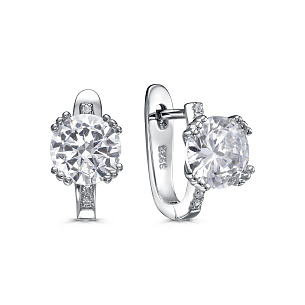 Серьги с английским замком из серебра с фианитом