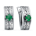 Серьги с английским замком из серебра с изумрудами