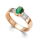 Кольцо из красного золота с бриллиантами, изумрудом