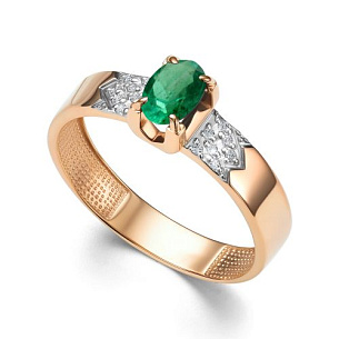 Кольцо из красного золота с бриллиантом