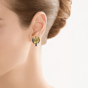 Серьги из желтого золота с кварцем