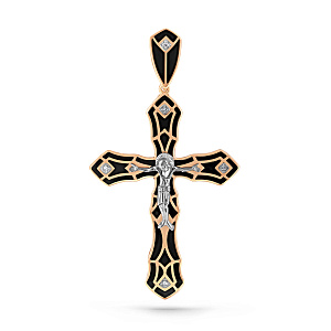 Крест из красного золота с бриллиантами
