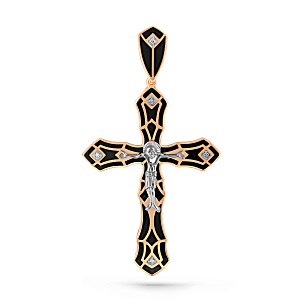 Крест из красного золота с бриллиантом