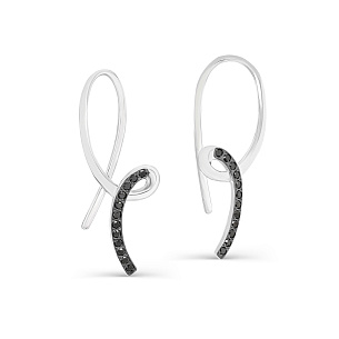 Серьги с английским замком из белого золота с бриллиантом