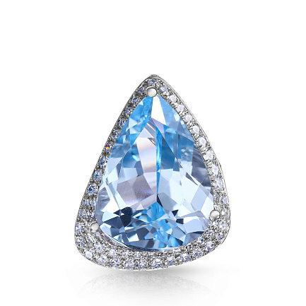 Подвеска из белого золота с бриллиантами, топазом