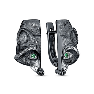 Серьги с английским замком из серебра с фианитом