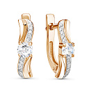 Серьги с английским замком из красного золота с фианитами