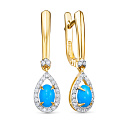 Серьги из желтого золота с бриллиантами, бирюзой