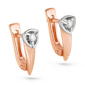 Серьги с английским замком из красного золота с бриллиантами