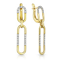 Серьги с английским замком из желтого золота с бриллиантами