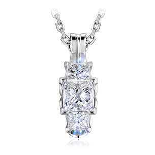 Колье из белого золота с бриллиантом, плетение якорное